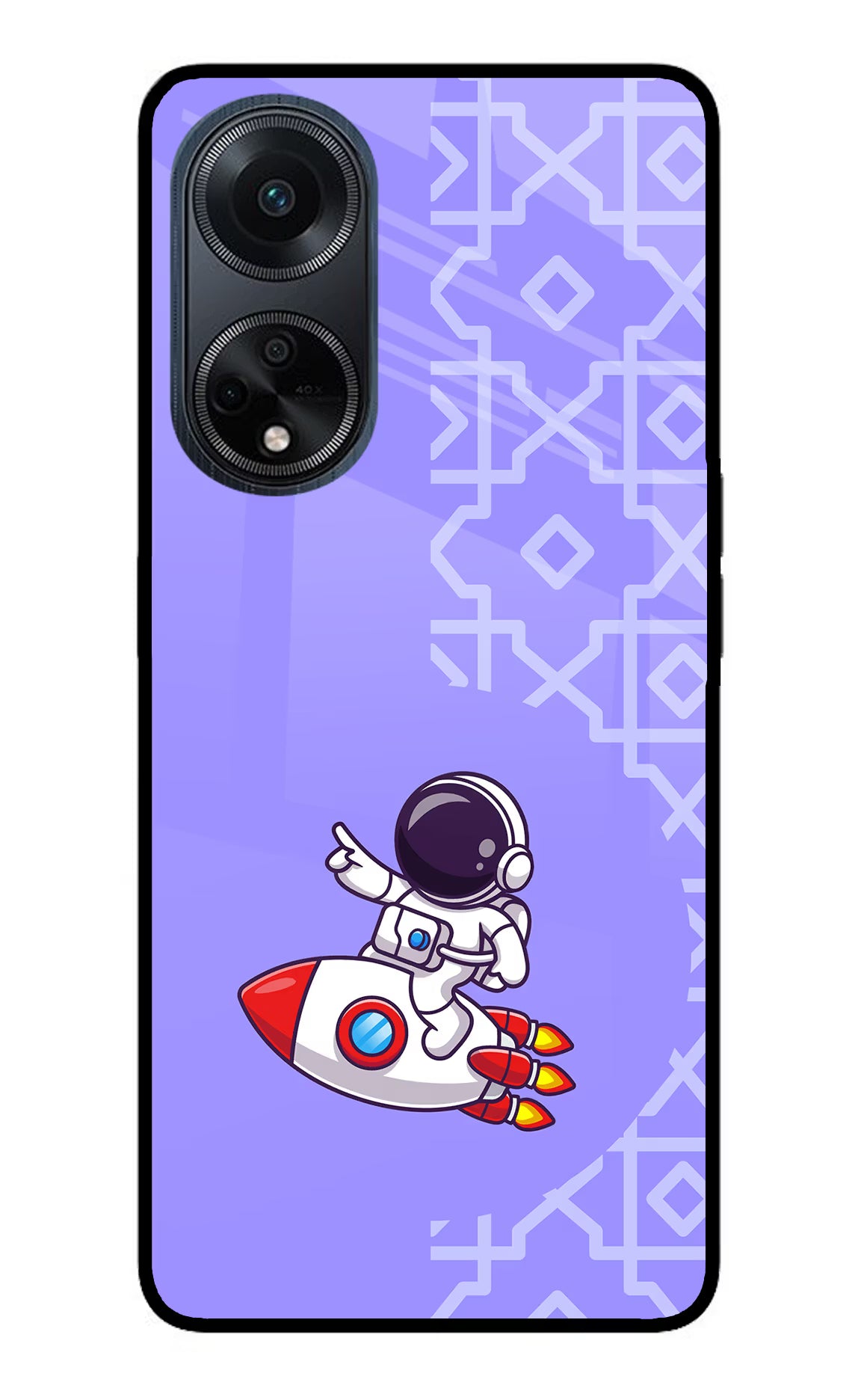 Cute Astronaut Oppo F23 Glass Case Back Cover by Casekaro