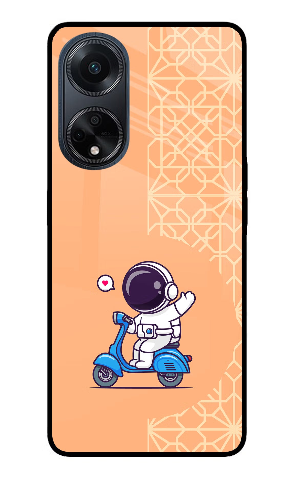 Cute Astronaut Riding Oppo F23 Glass Case Back Cover by Casekaro