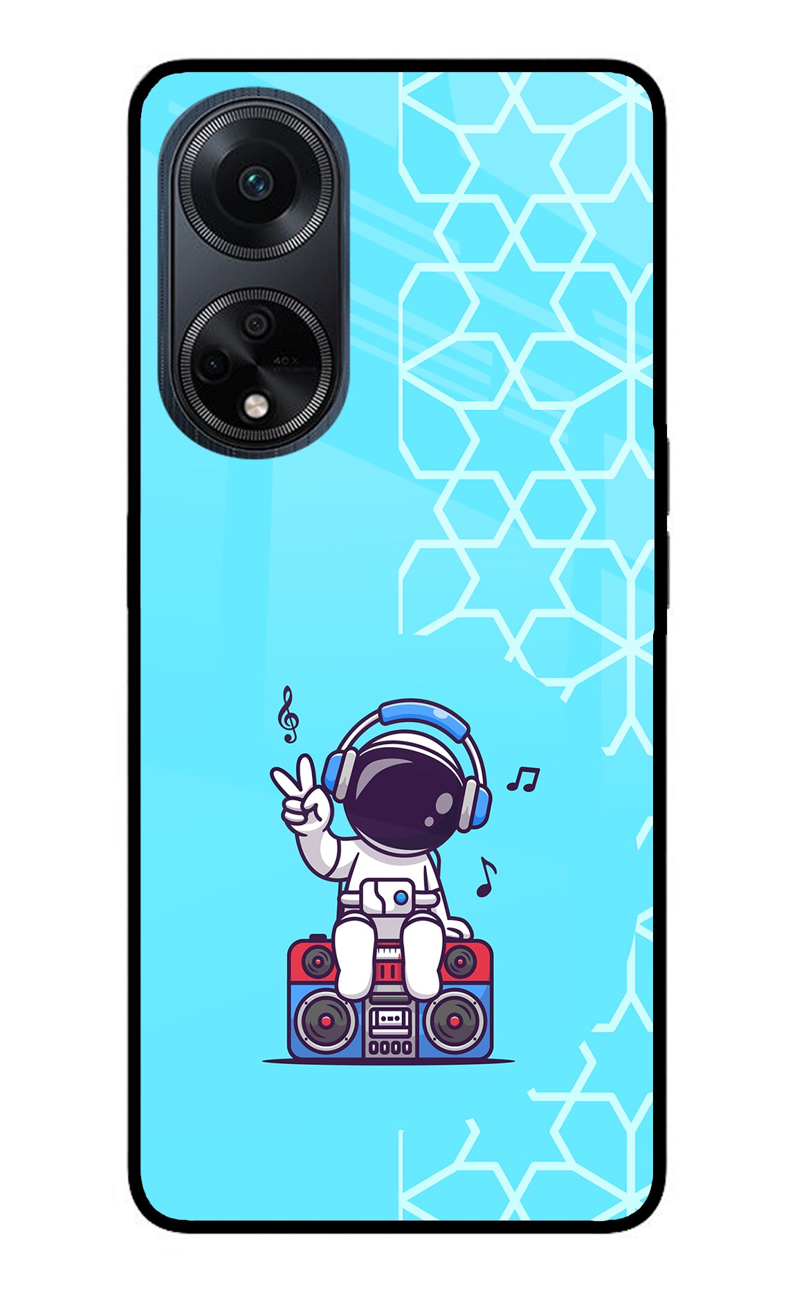 Cute Astronaut Chilling Oppo F23 Glass Case