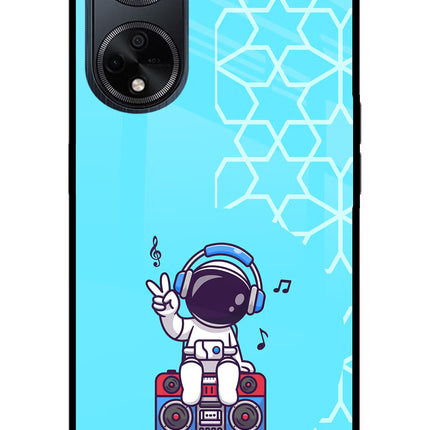 Cute Astronaut Chilling Oppo F23 Glass Case Back Cover by Casekaro