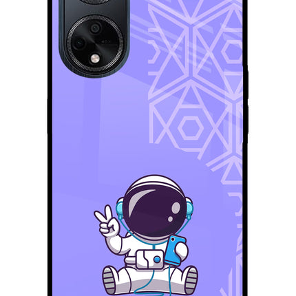 Cute Astronaut Chilling Oppo F23 Glass Case Back Cover by Casekaro