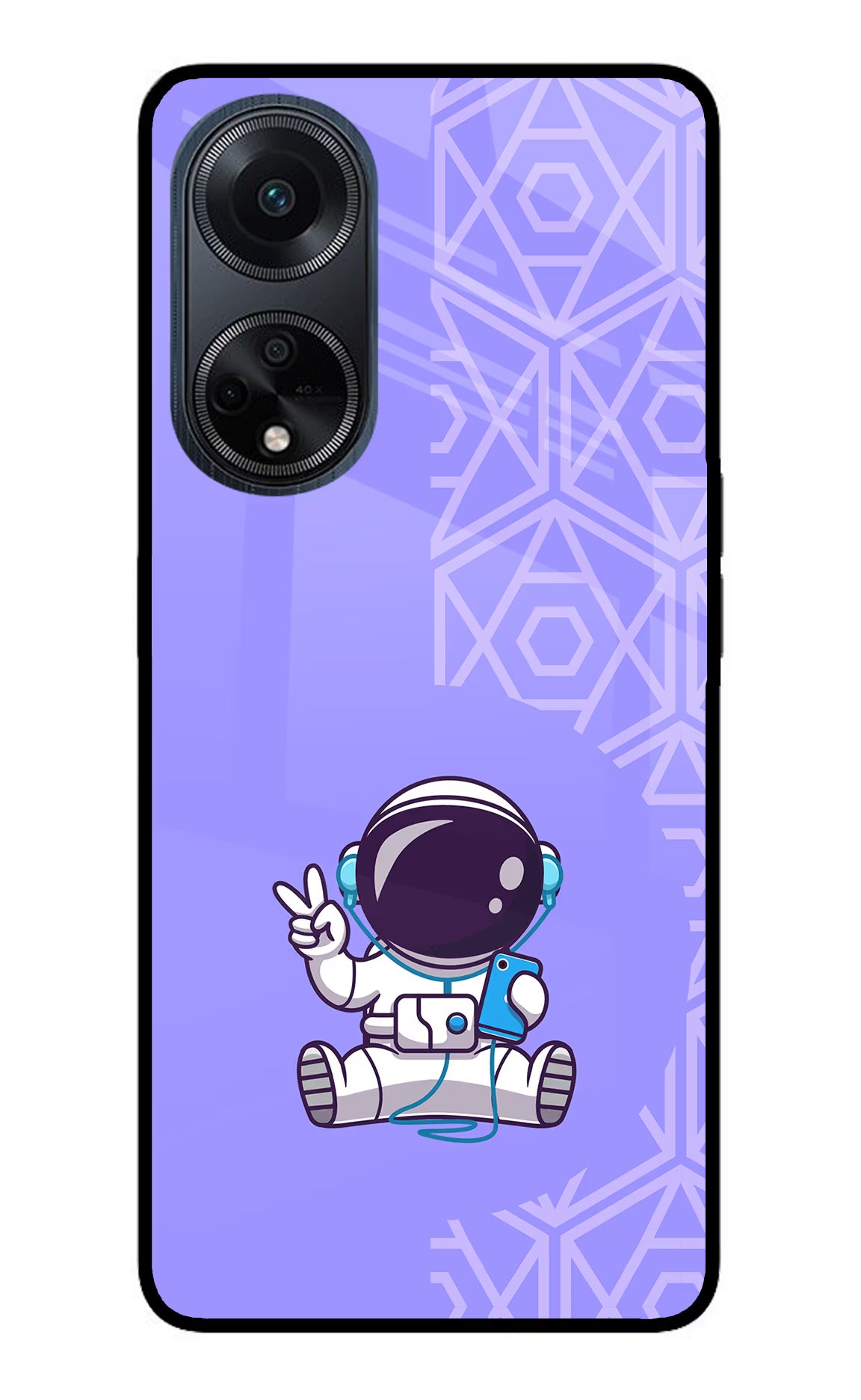 Cute Astronaut Chilling Oppo F23 Glass Case Back Cover by Casekaro