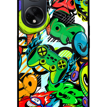Game Doodle Oppo F23 Glass Case Back Cover by Casekaro