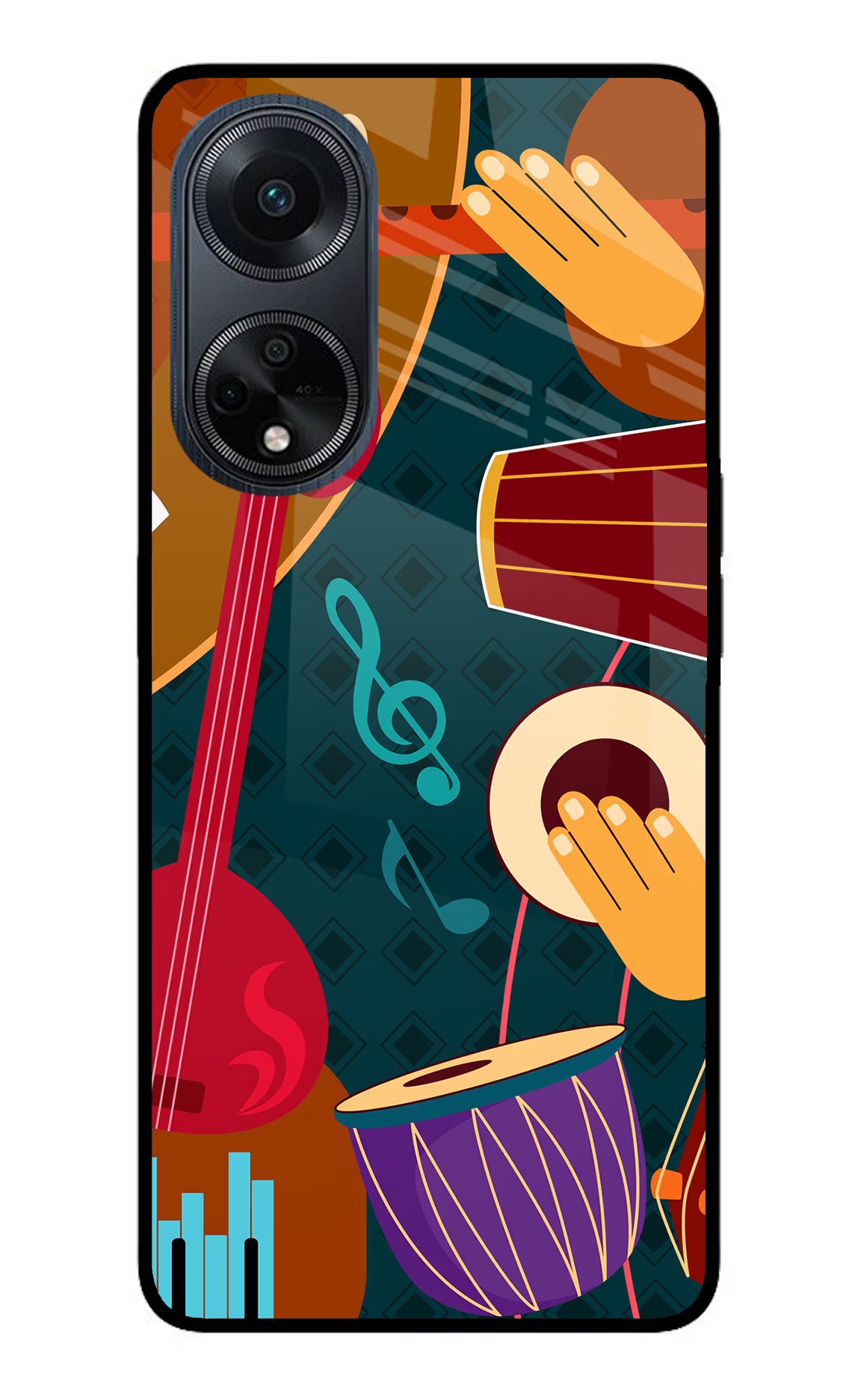 Music Instrument Oppo F23 Glass Case Back Cover by Casekaro