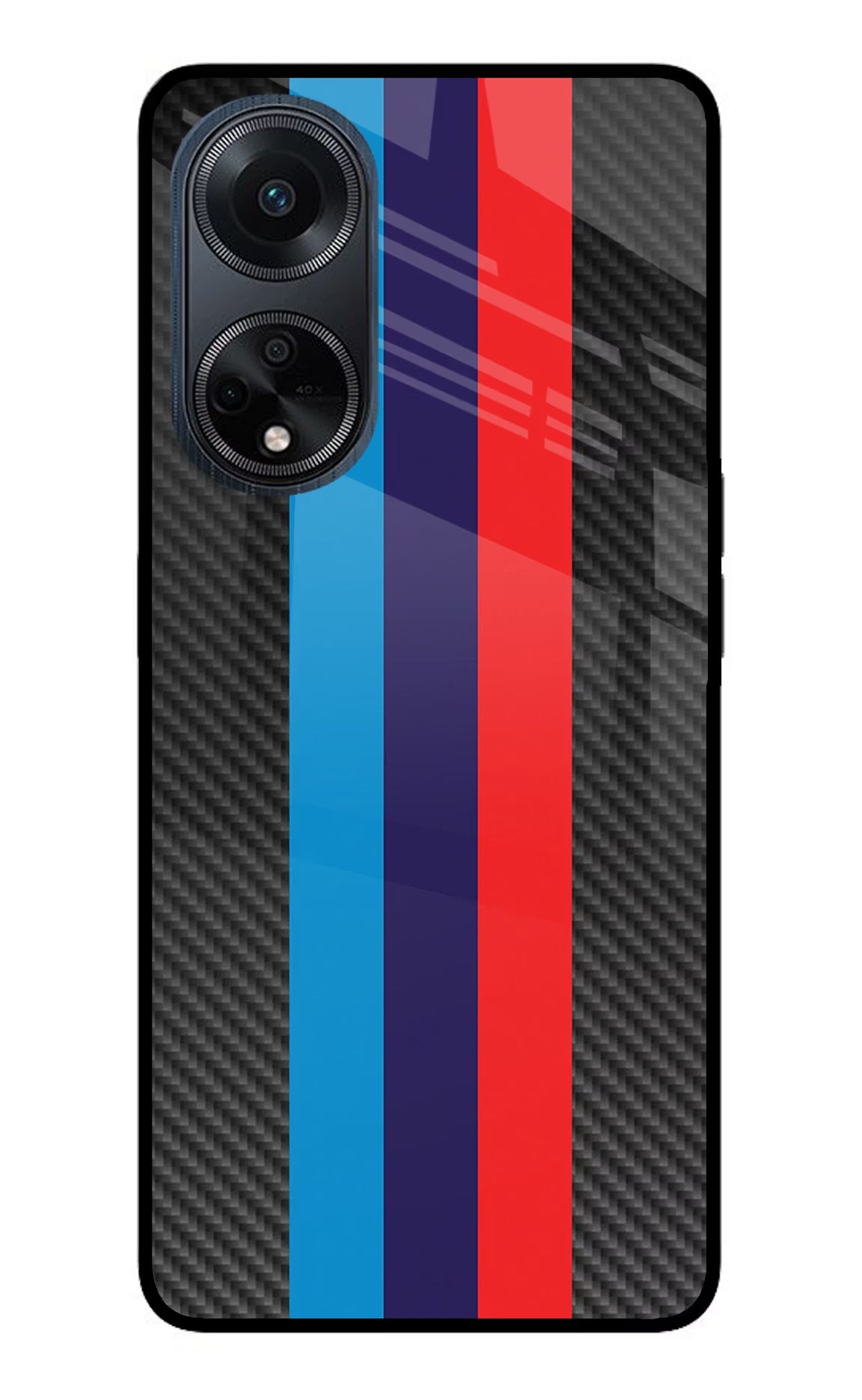BMW Stripes Pattern Oppo F23 Glass Case Back Cover by Casekaro