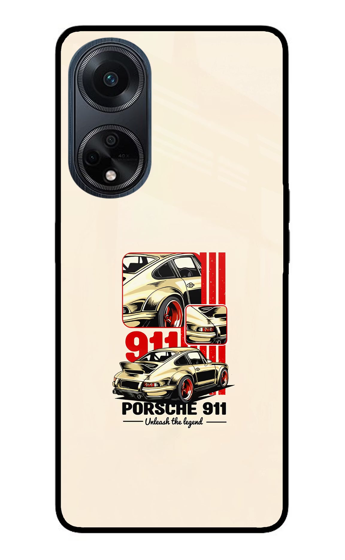 Classic Porsche 911 Oppo F23 Glass Case Back Cover by Casekaro