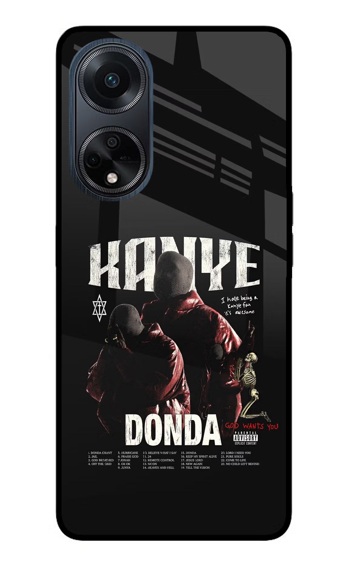 Donda Kanye West Oppo F23 Glass Case Back Cover by Casekaro