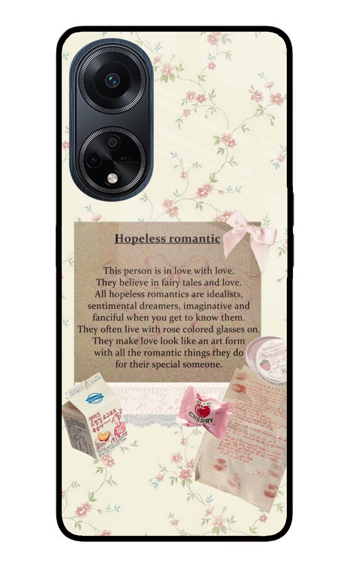 Hopeless Romantic Oppo F23 Glass Case Back Cover by Casekaro
