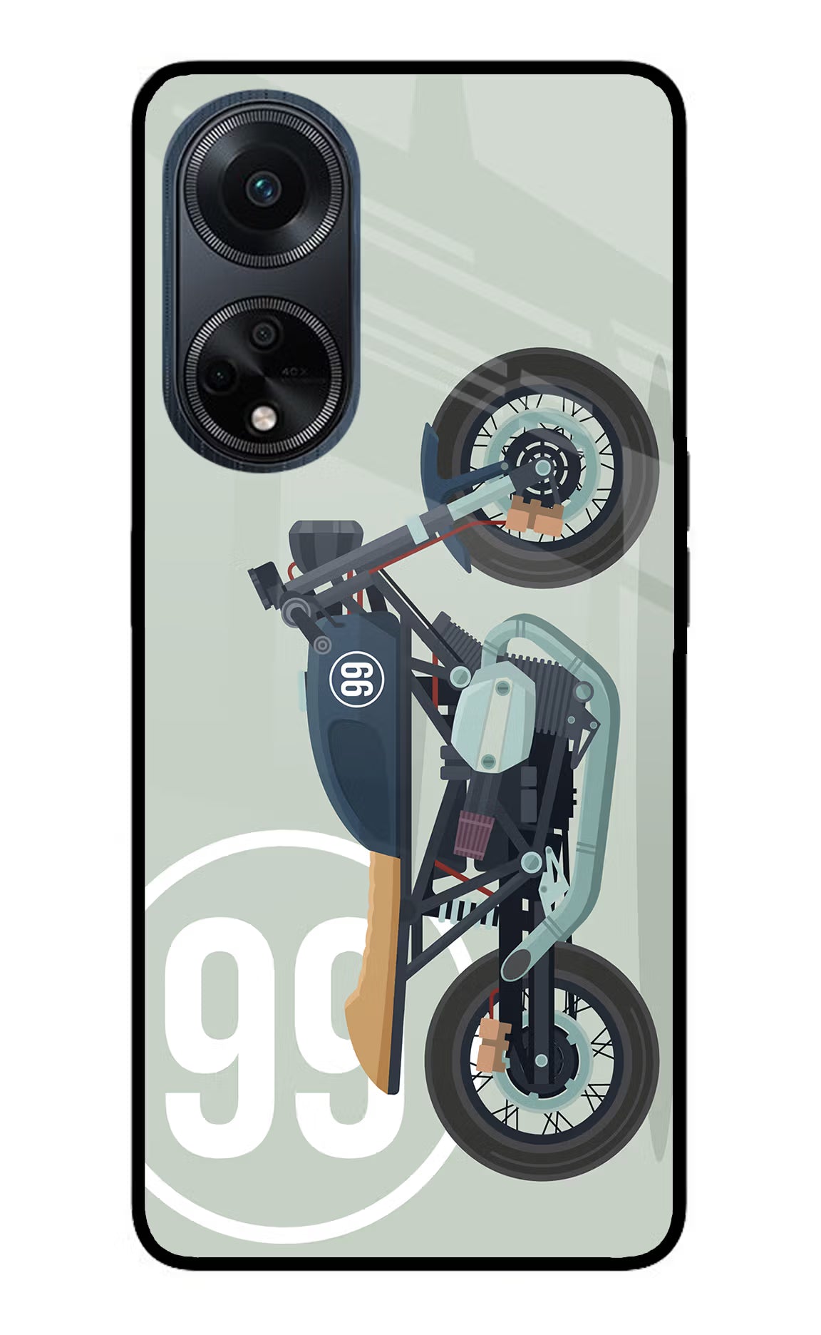 Classic Cafe Racer 99 Oppo F23 Glass Case Back Cover by Casekaro