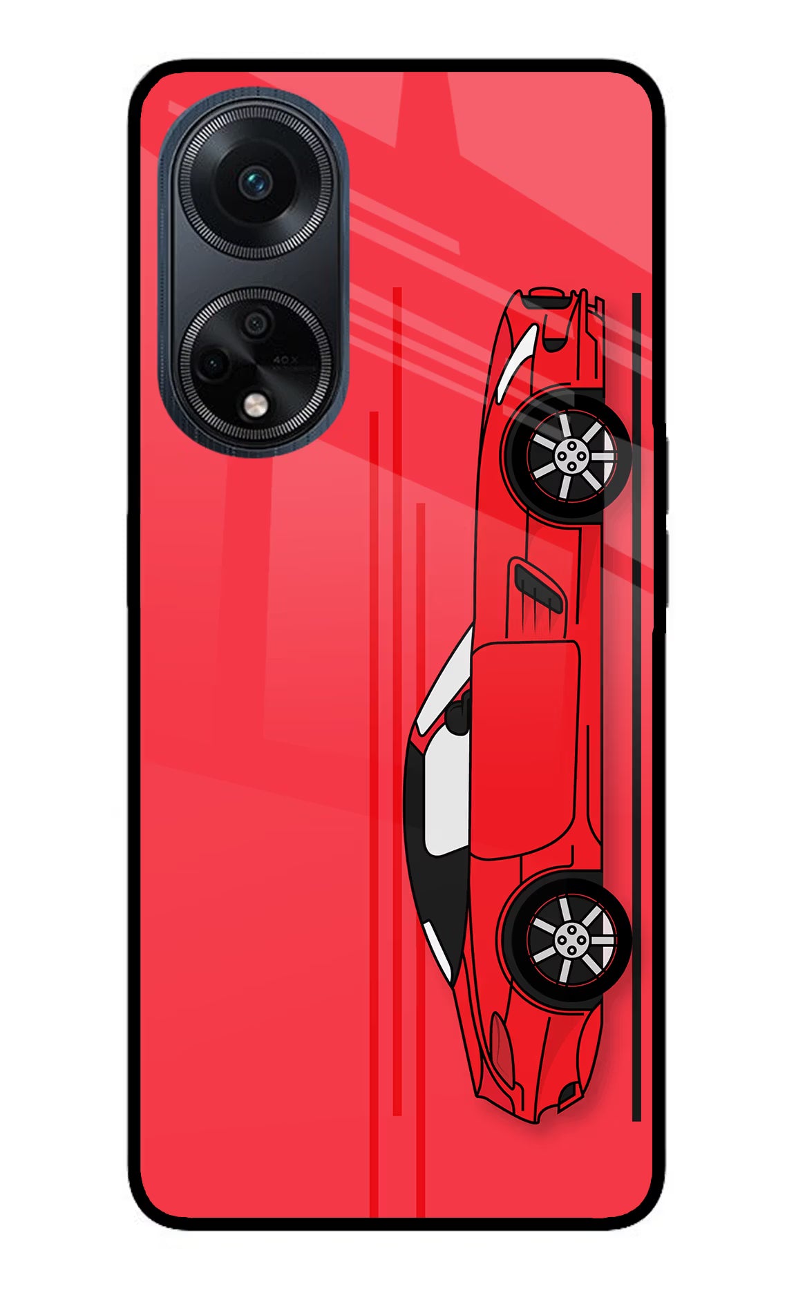 Red Velocity Oppo F23 Glass Case Back Cover by Casekaro