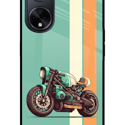 Striped Moto Drift Oppo F23 Glass Case Back Cover by Casekaro
