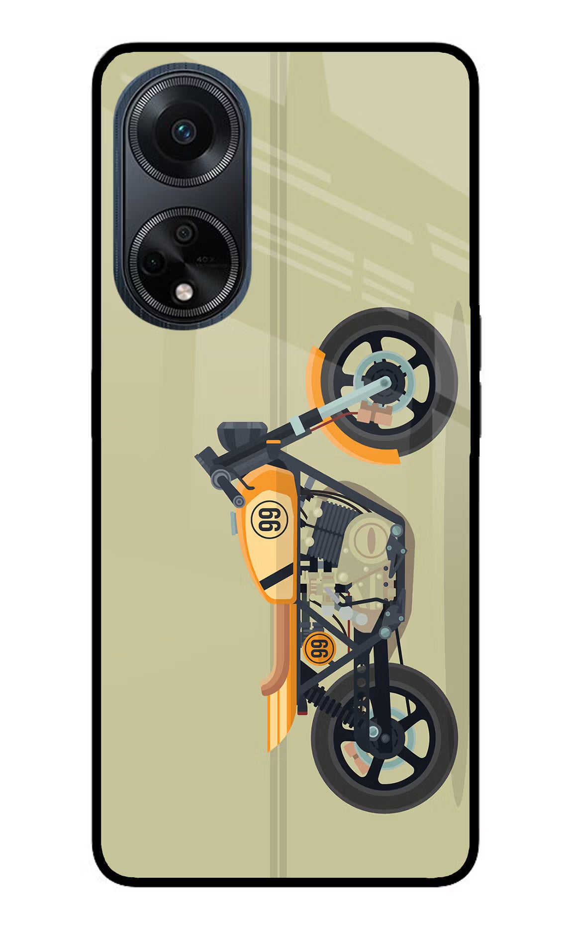 Vertical Speedster Oppo F23 Glass Case Back Cover by Casekaro