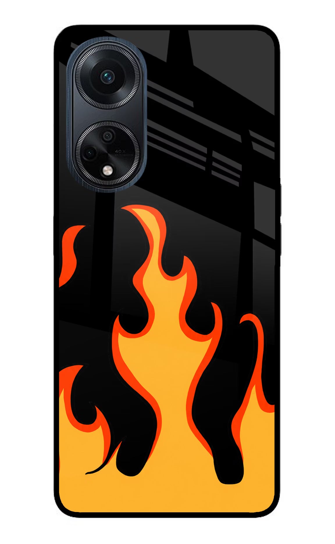 Fired Up – Black Oppo F23 Glass Case