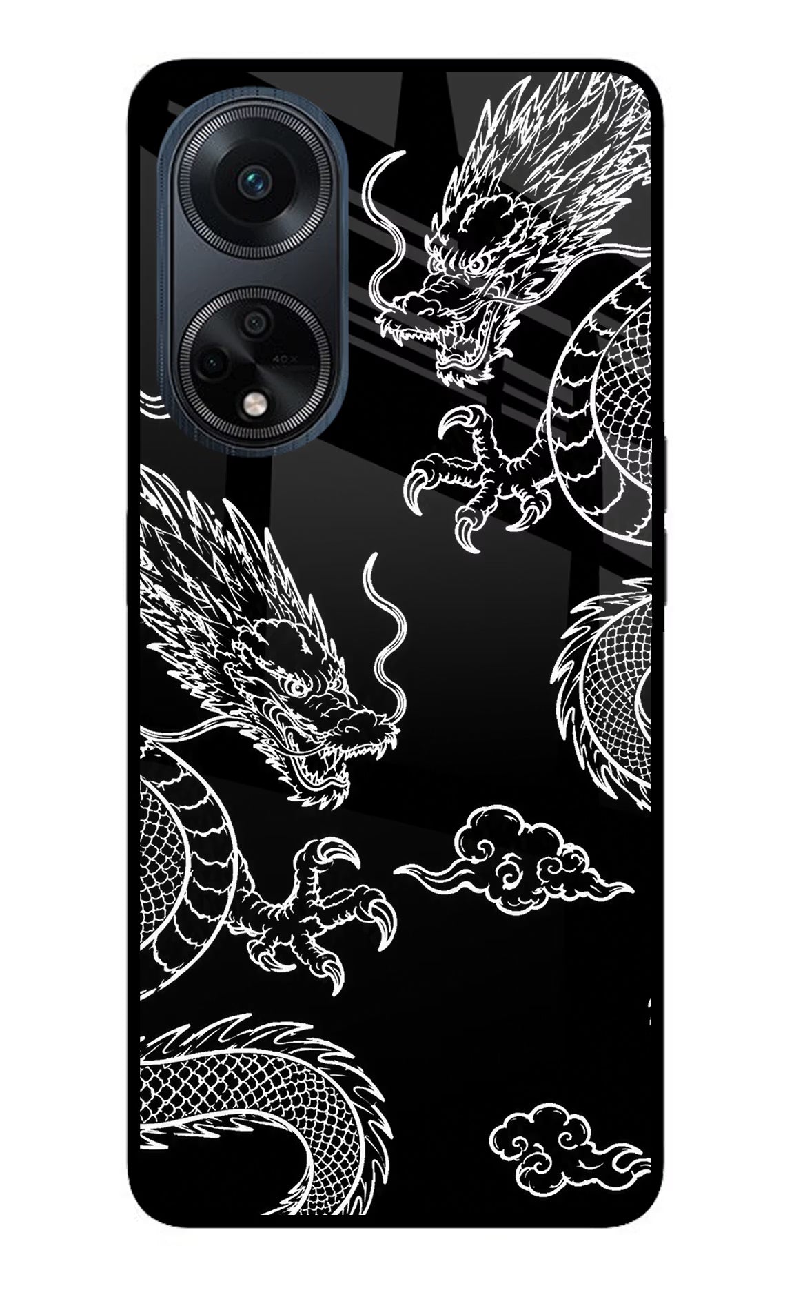 Twin Dragons Oppo F23 Glass Case Back Cover by Casekaro