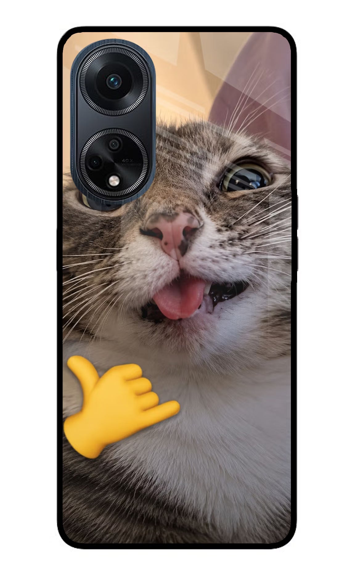 Silly Cat Call Oppo F23 Glass Case