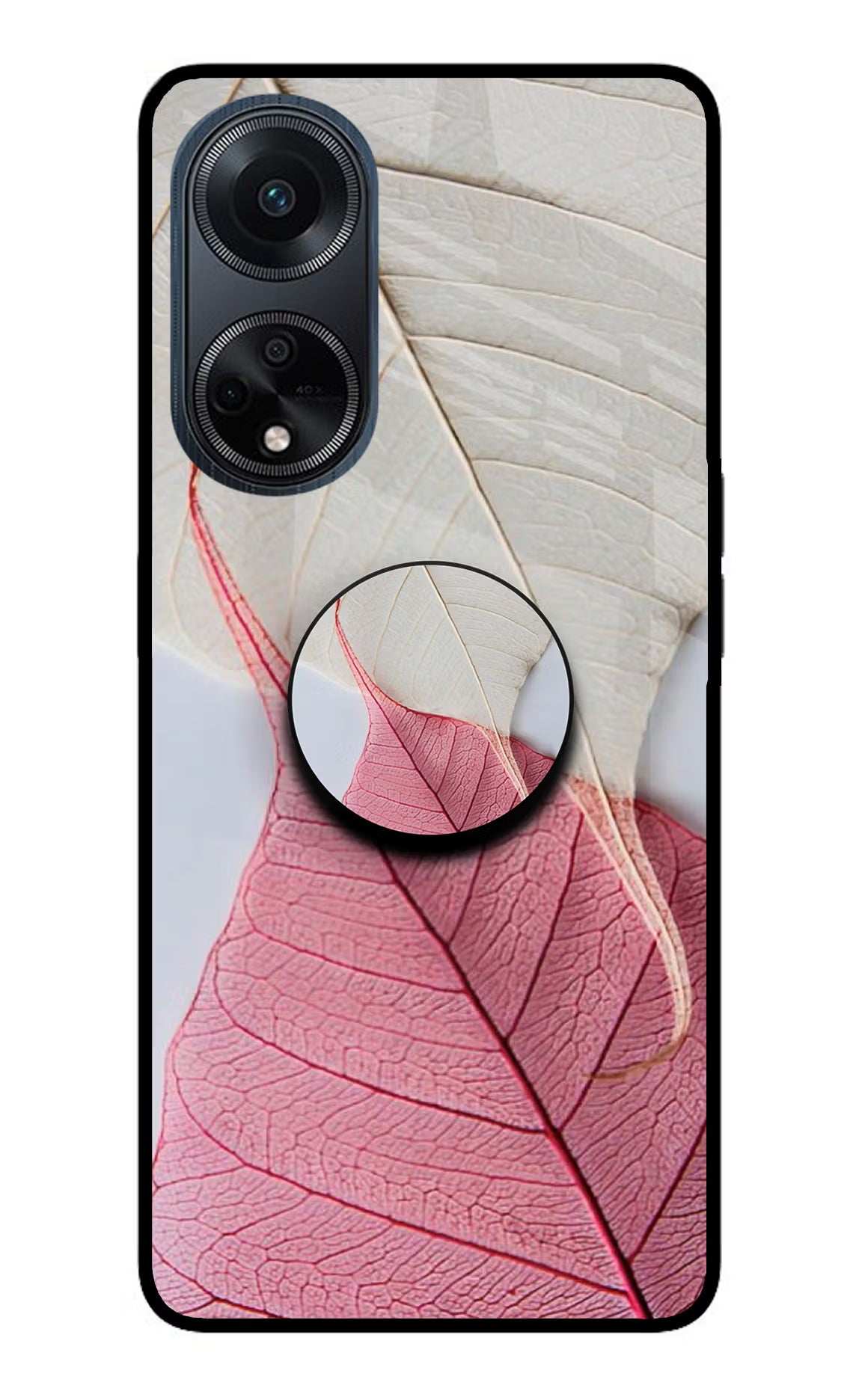 White Pink Leaf Oppo F23 Pop Case by Casekaro