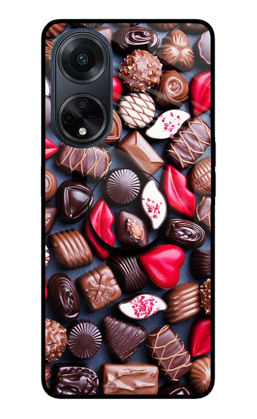 Chocolates Oppo F23 Pop Case, Glass case