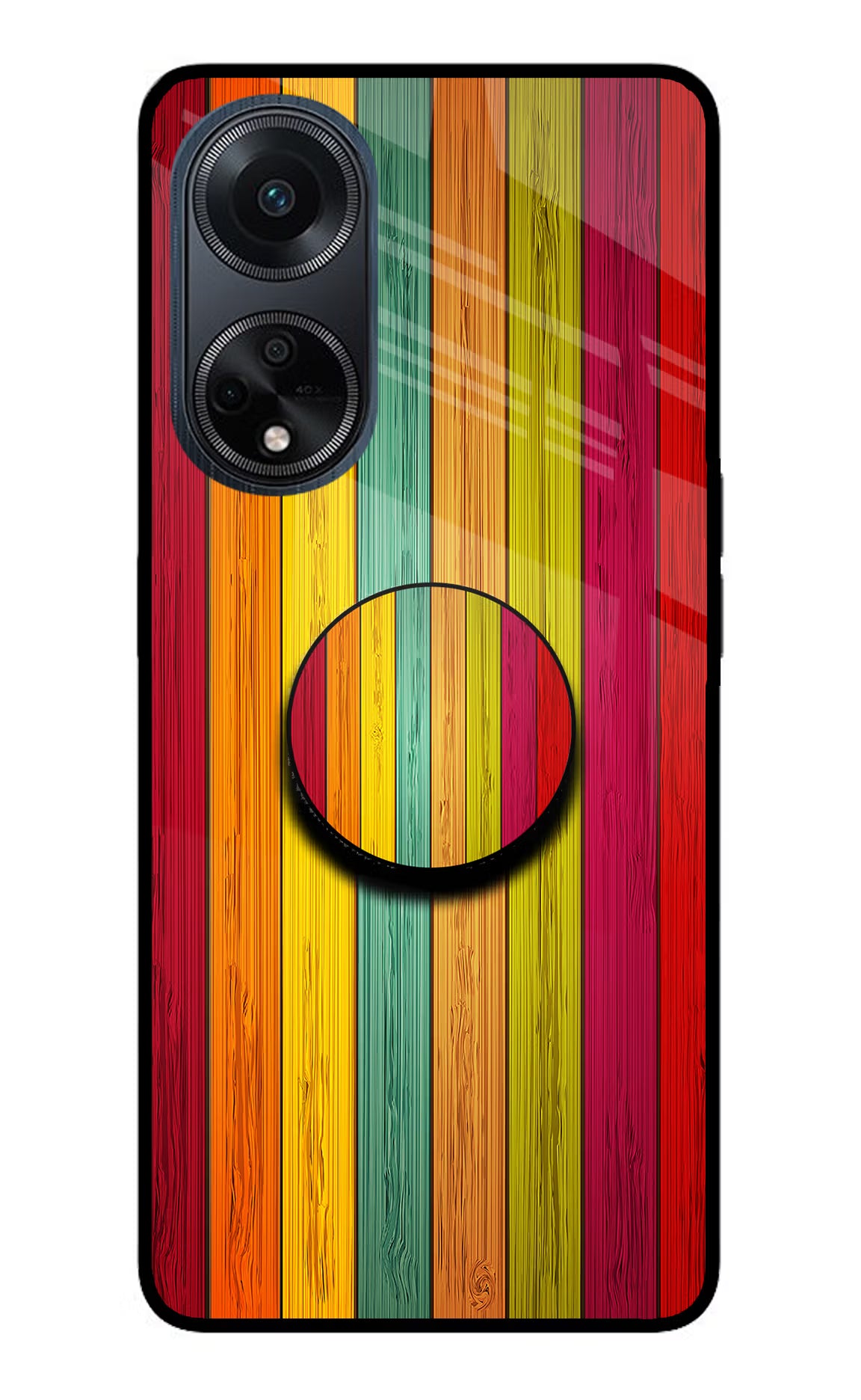 Multicolor Wooden Oppo F23 Pop Case by Casekaro