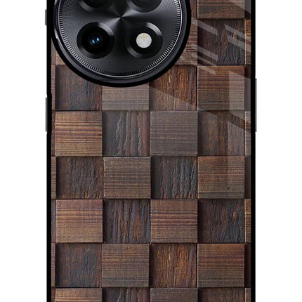 Wooden Cube Design OnePlus 11R Glass Case