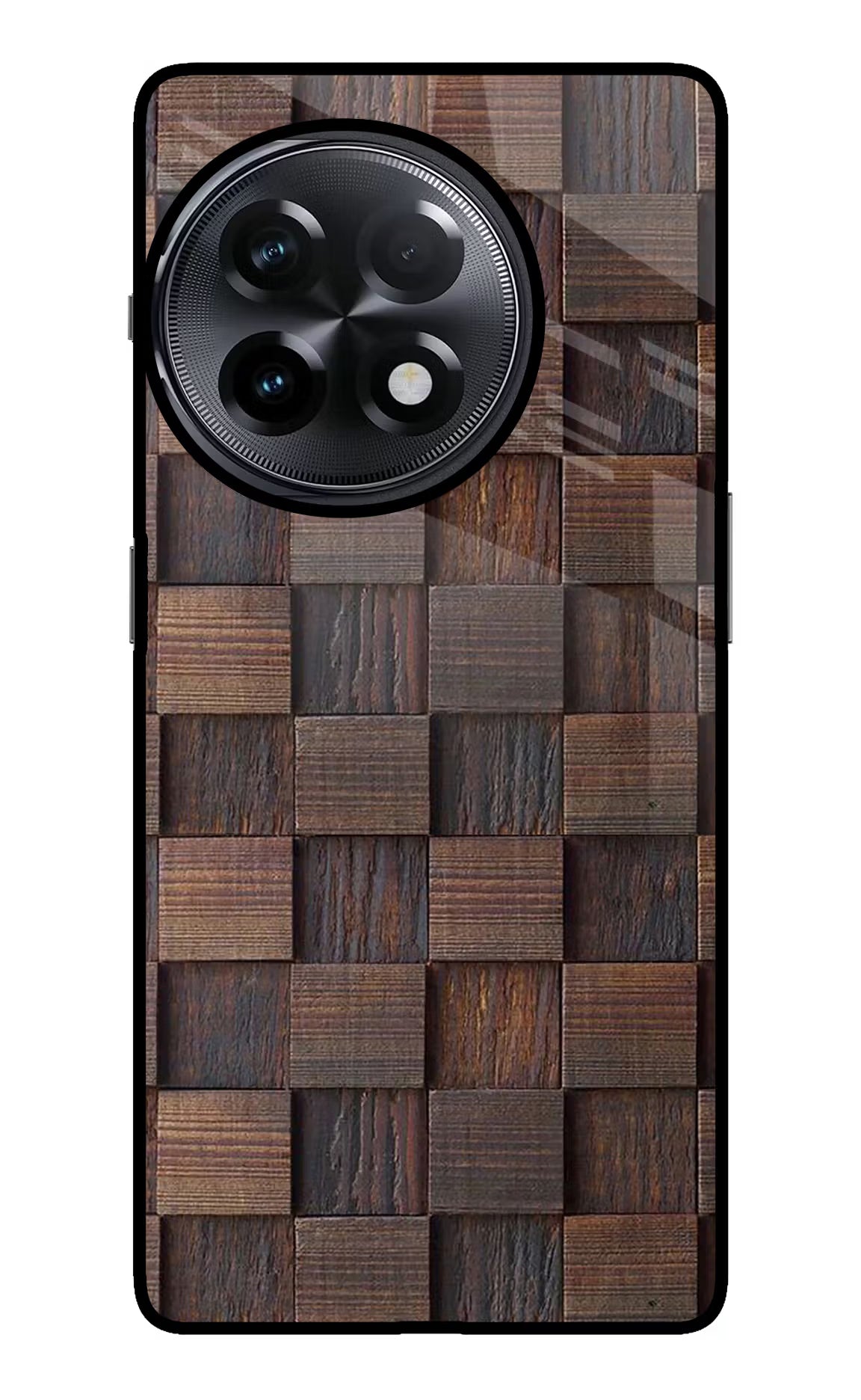 Wooden Cube Design OnePlus 11R Glass Case Back Cover by Casekaro