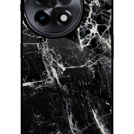 Black Marble Texture OnePlus 11R Glass Case