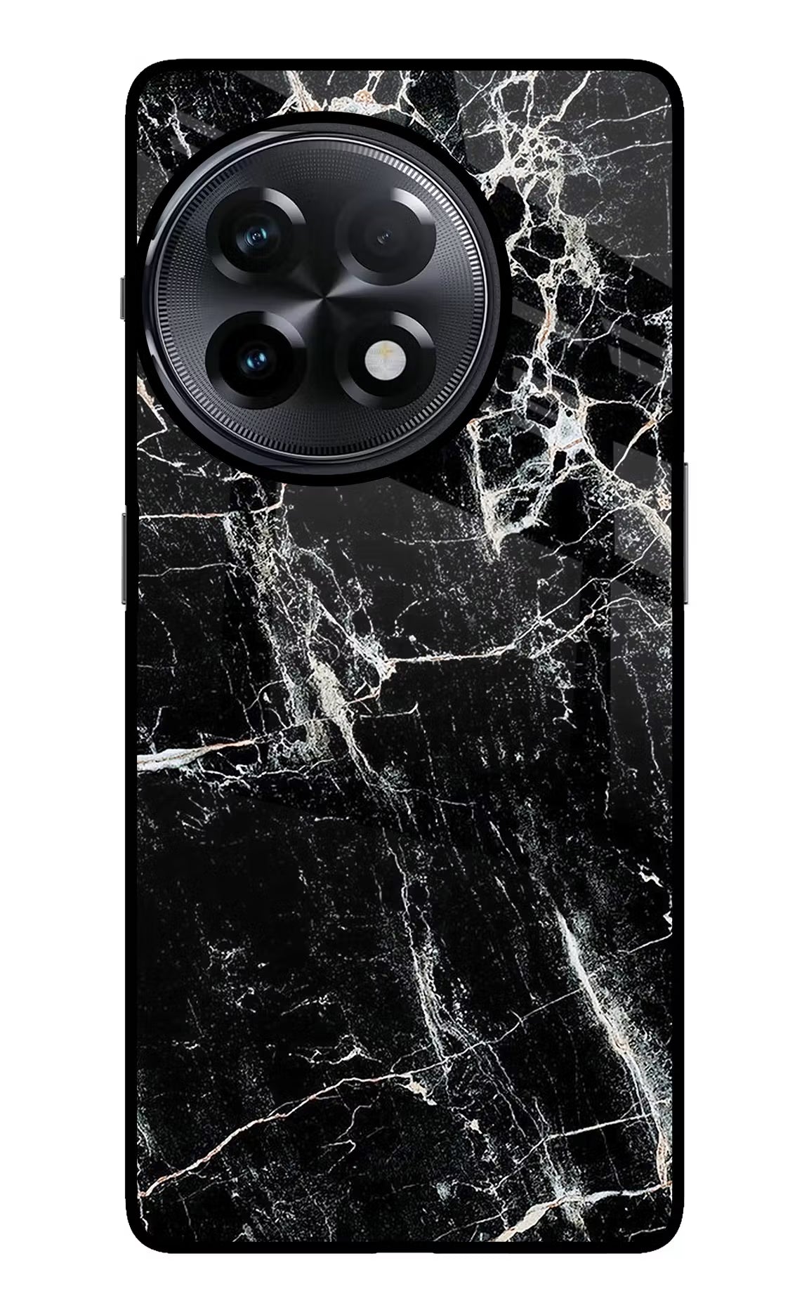 Black Marble Texture OnePlus 11R Glass Case Back Cover by Casekaro
