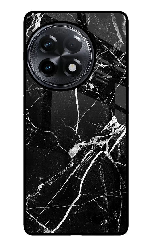 Black Marble Pattern OnePlus 11R Glass Case