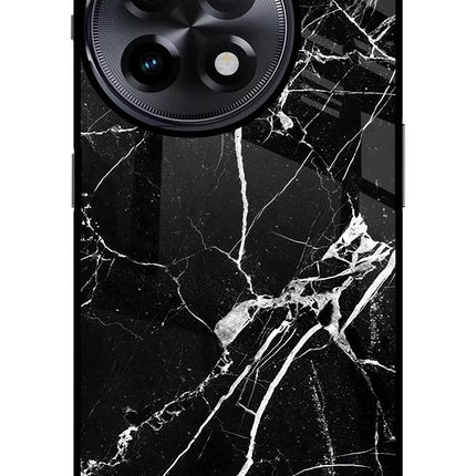 Black Marble Pattern OnePlus 11R Glass Case