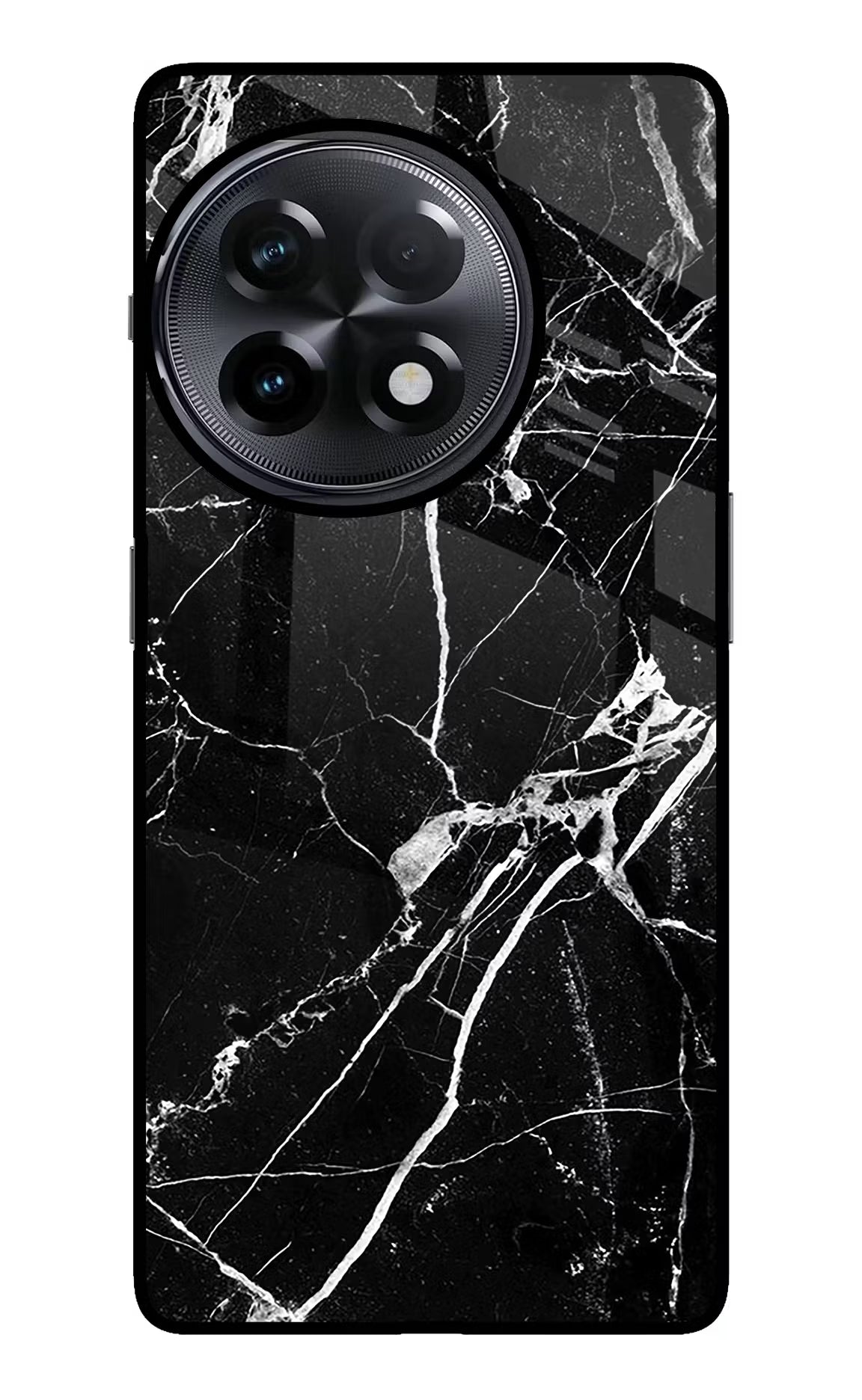 Black Marble Pattern OnePlus 11R Glass Case Back Cover by Casekaro