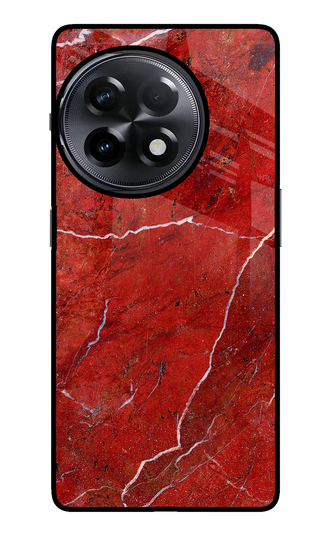 Red Marble Design OnePlus 11R Glass Case Back Cover by Casekaro