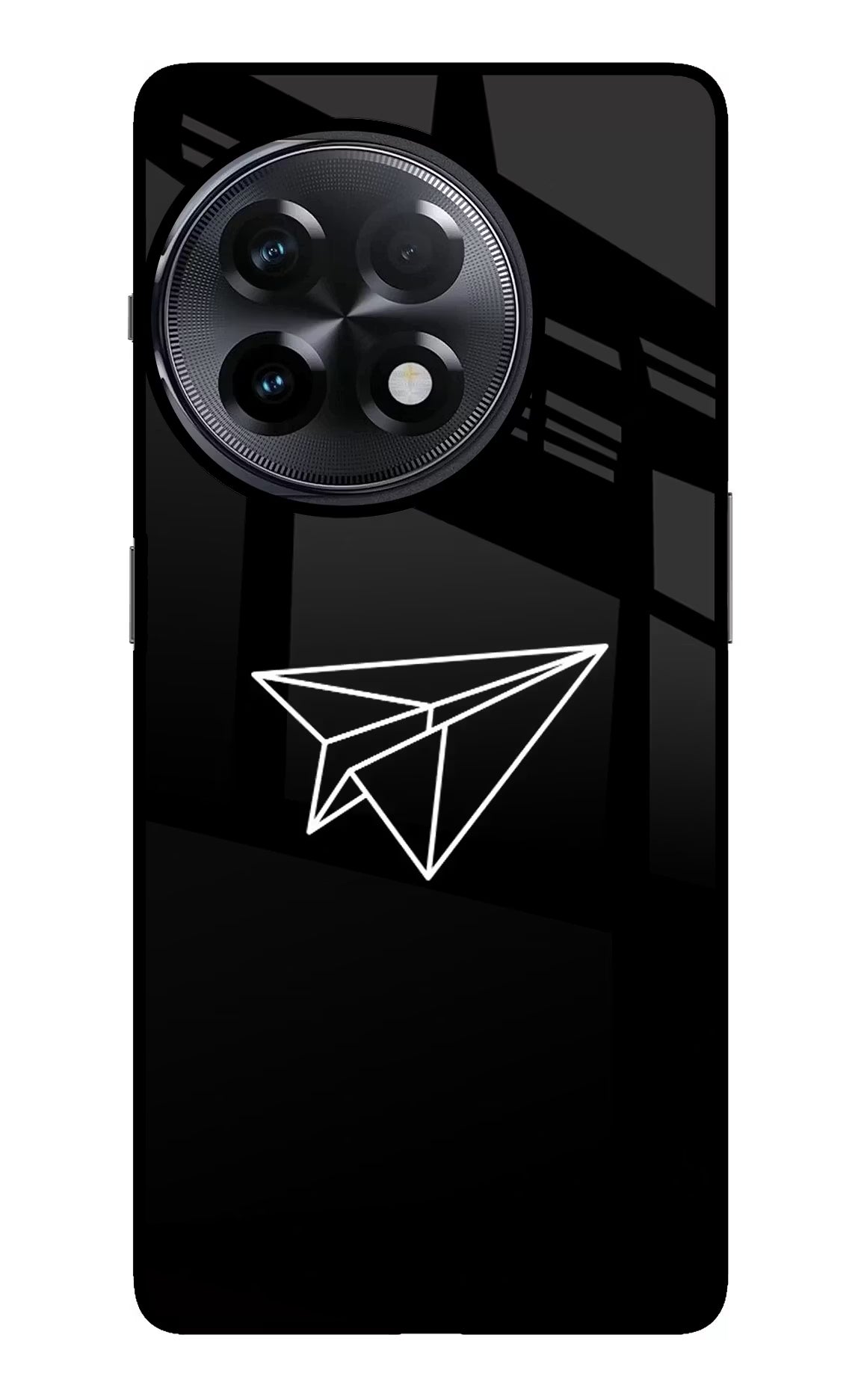 Paper Plane White OnePlus 11R Glass Case Back Cover by Casekaro