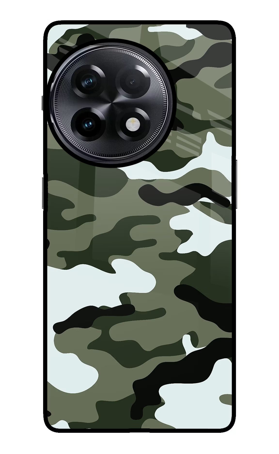 Camouflage OnePlus 11R Glass Case Back Cover by Casekaro