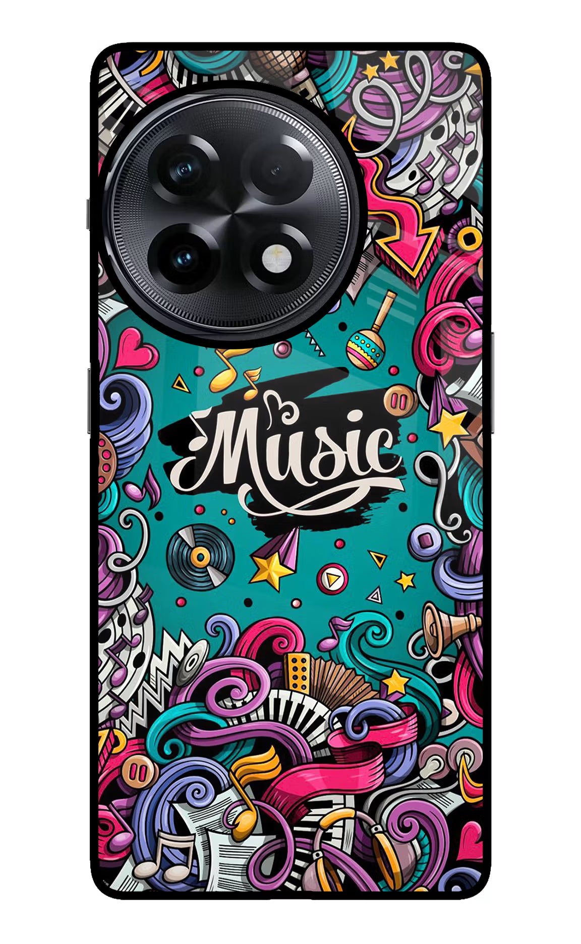 Music Graffiti OnePlus 11R Glass Case Back Cover by Casekaro