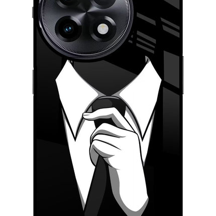 Black Tie OnePlus 11R Glass Case