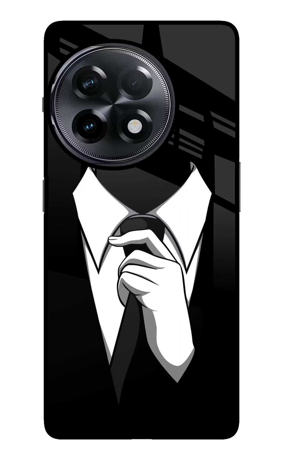 Black Tie OnePlus 11R Glass Case Back Cover by Casekaro