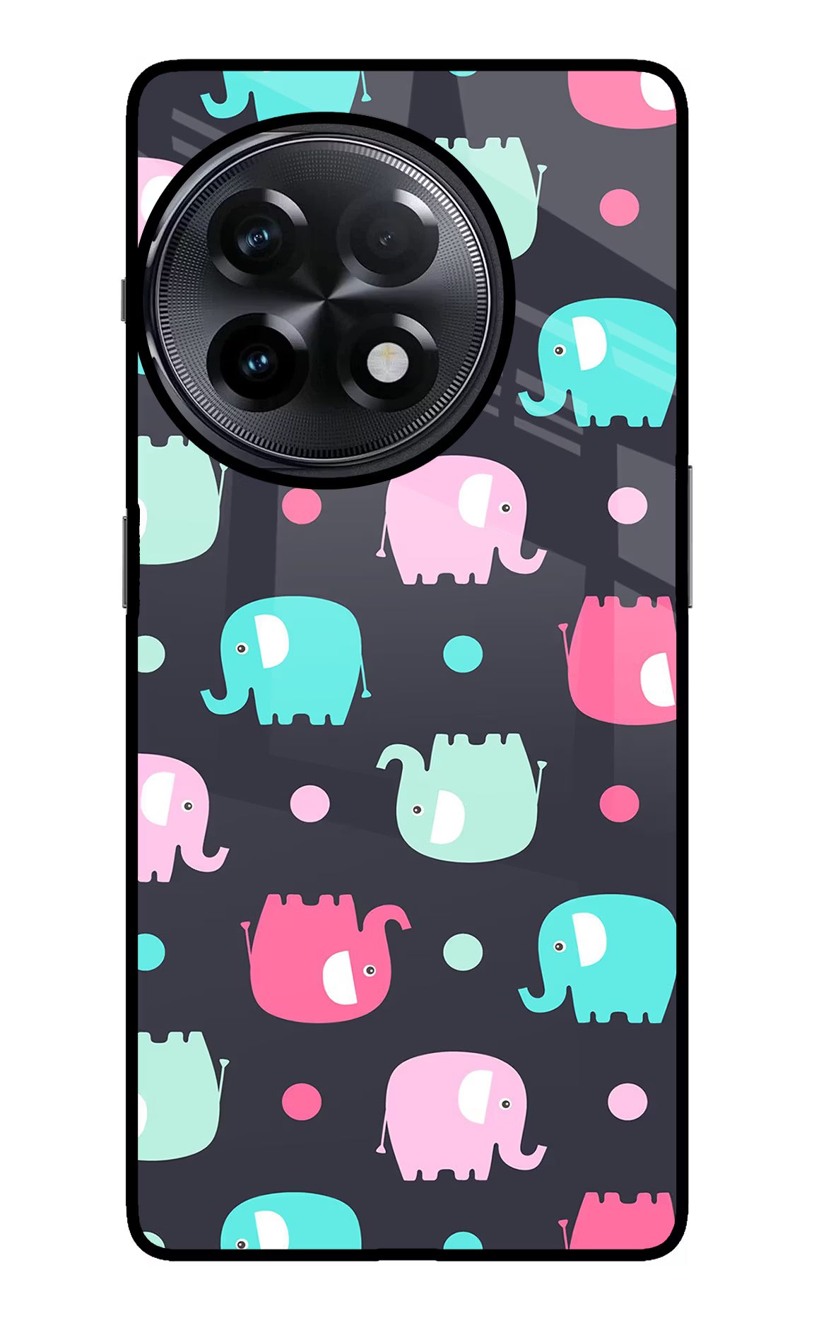 Elephants OnePlus 11R Glass Case Back Cover by Casekaro