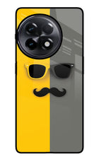 Sunglasses with Mustache OnePlus 11R Glass Case Back Cover by Casekaro
