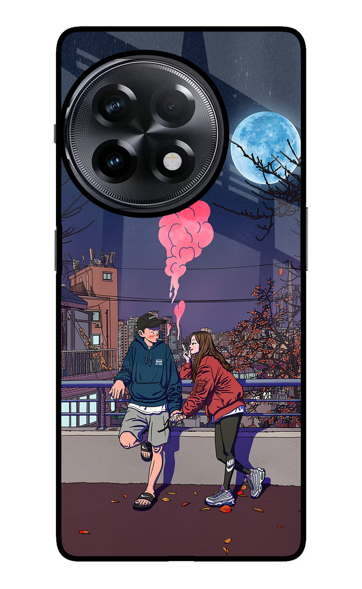 Chilling Couple OnePlus 11R Glass Case Back Cover by Casekaro
