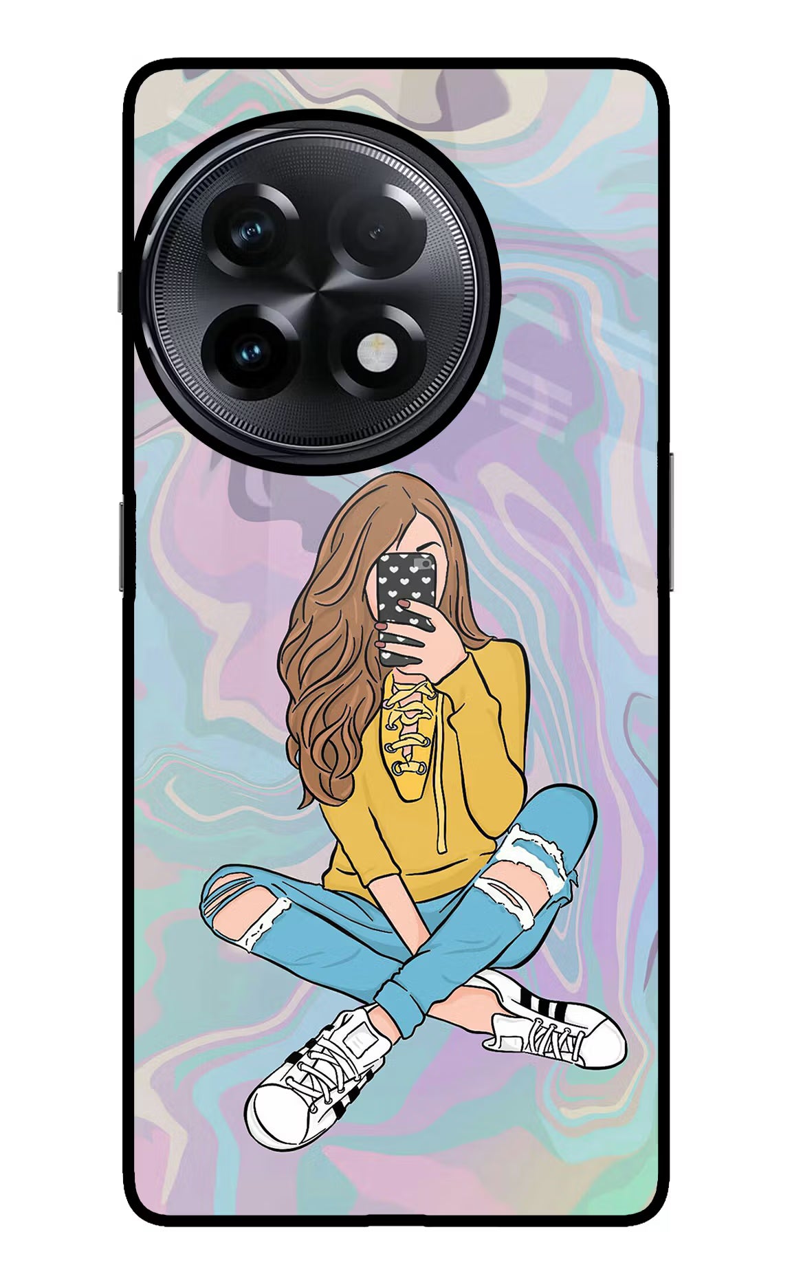 Selfie Girl OnePlus 11R Glass Case Back Cover by Casekaro