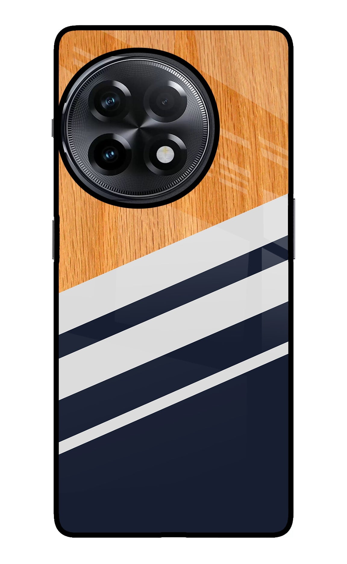 Blue and white wooden OnePlus 11R Back Cover