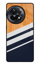 Blue and white wooden OnePlus 11R Glass Case
