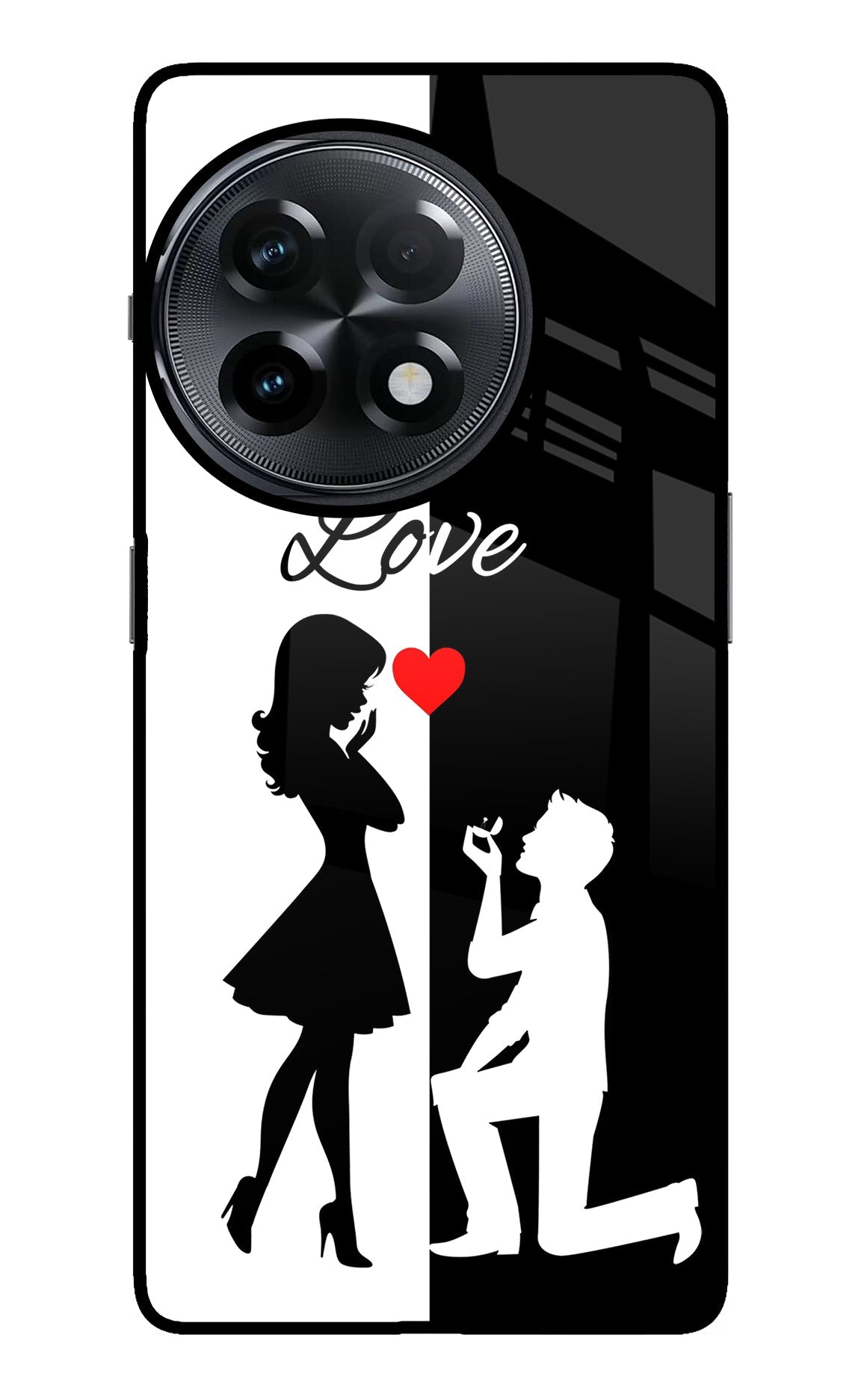 Love Propose Black And White OnePlus 11R Glass Case