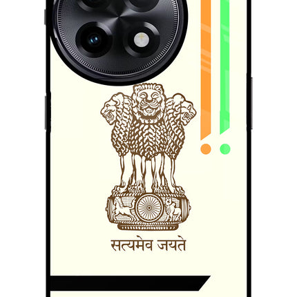 Satyamev Jayate Brown Logo OnePlus 11R Glass Case