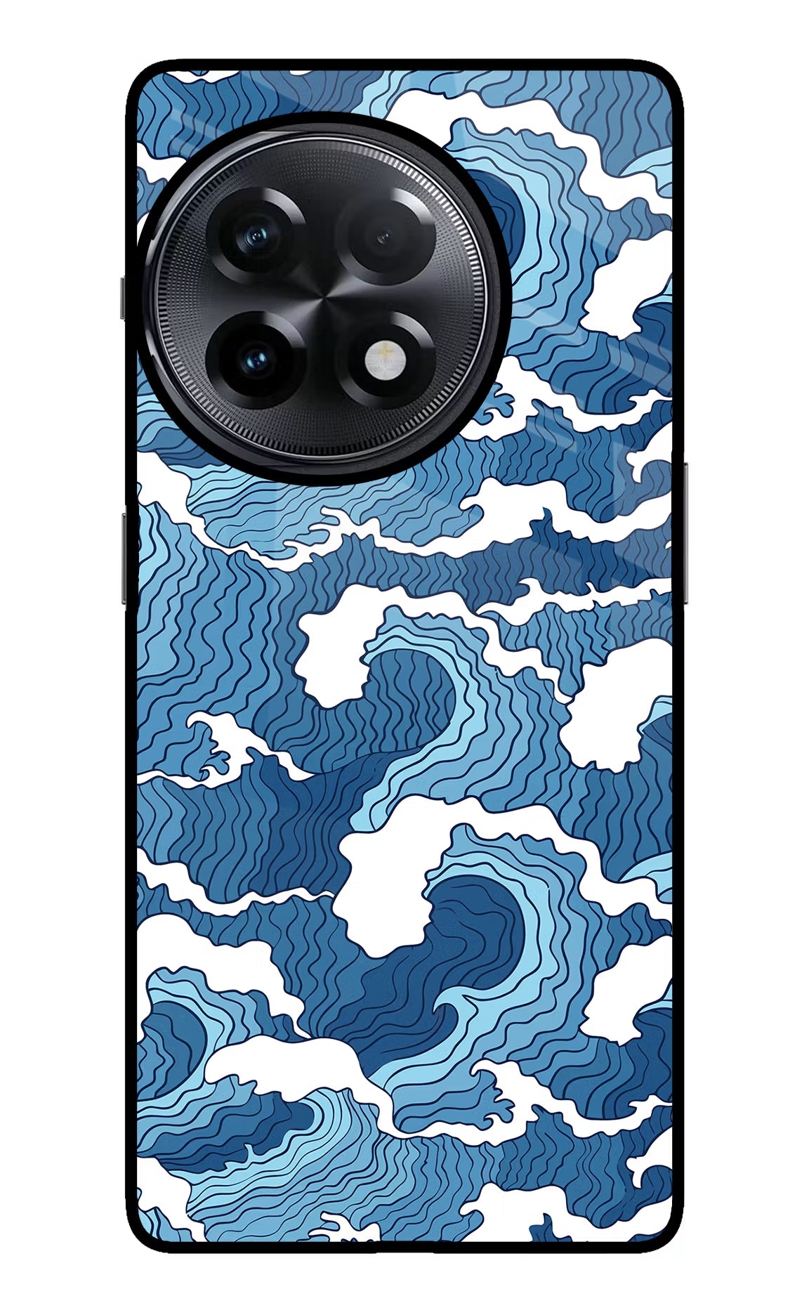Blue Waves OnePlus 11R Glass Case Back Cover by Casekaro