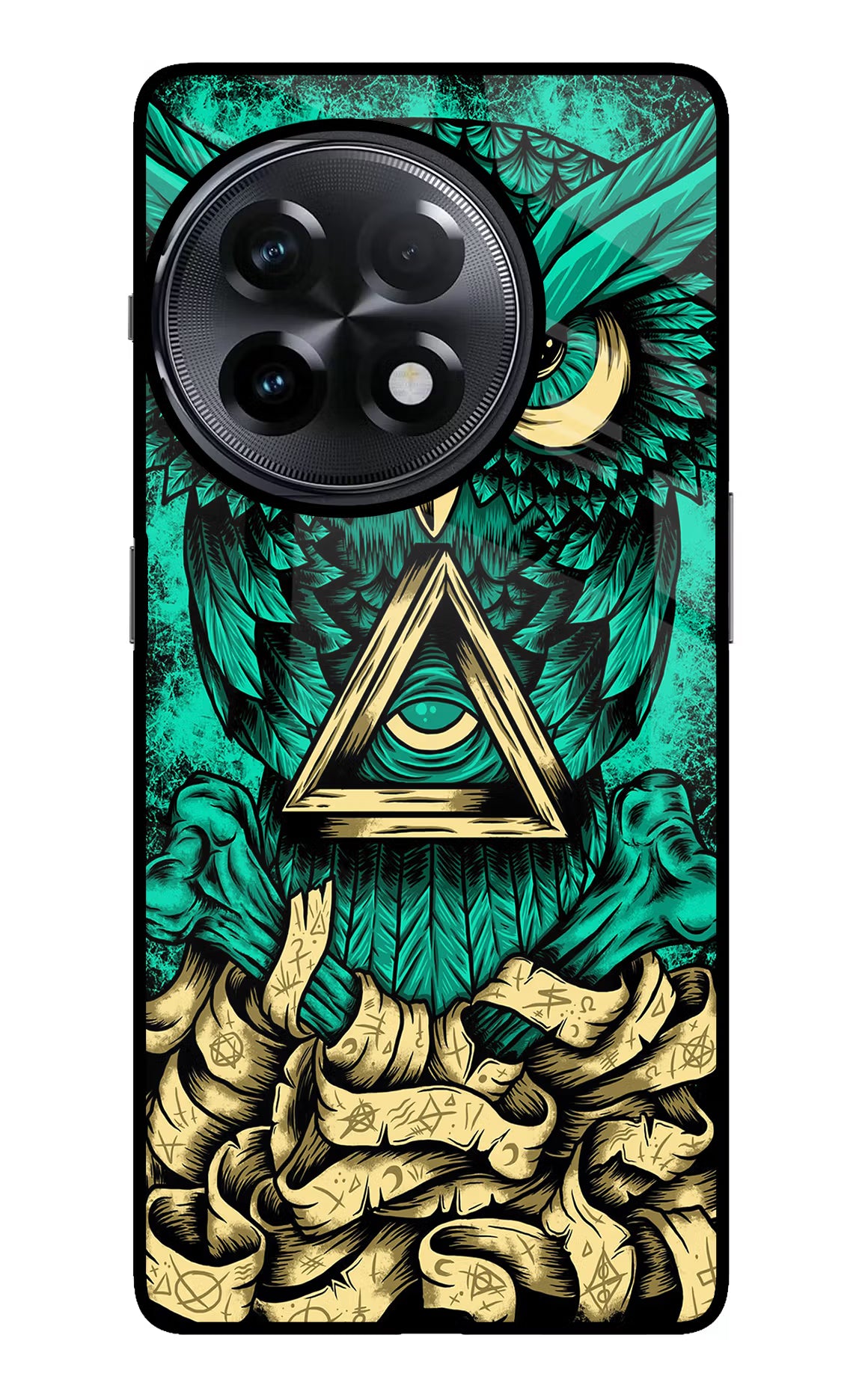 Green Owl OnePlus 11R Glass Case Back Cover by Casekaro