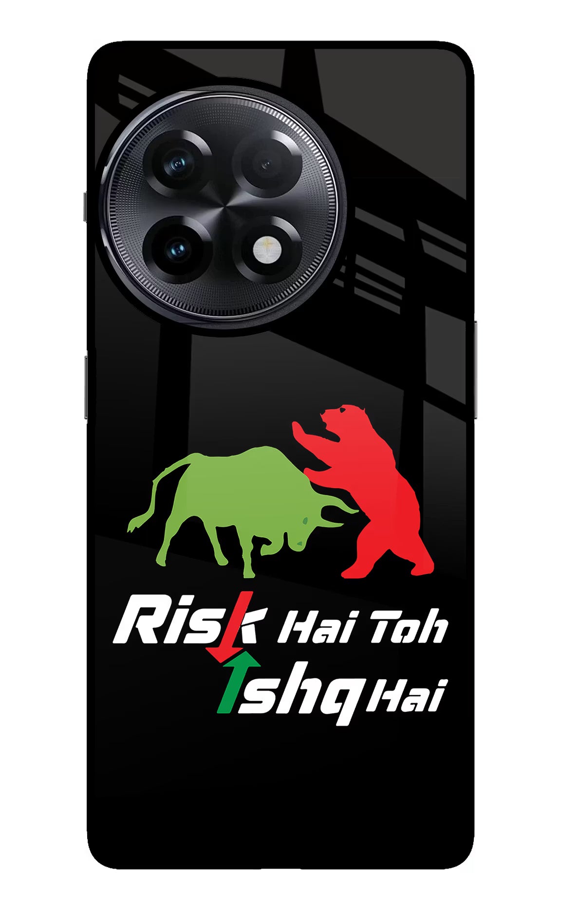 Risk Hai Toh Ishq Hai OnePlus 11R Glass Case Back Cover by Casekaro