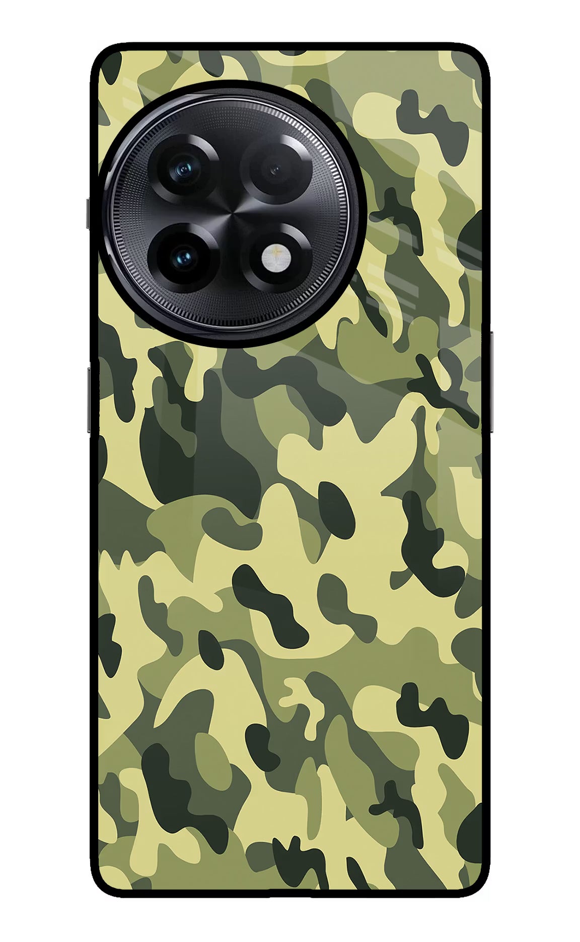 Camouflage OnePlus 11R Glass Case Back Cover by Casekaro