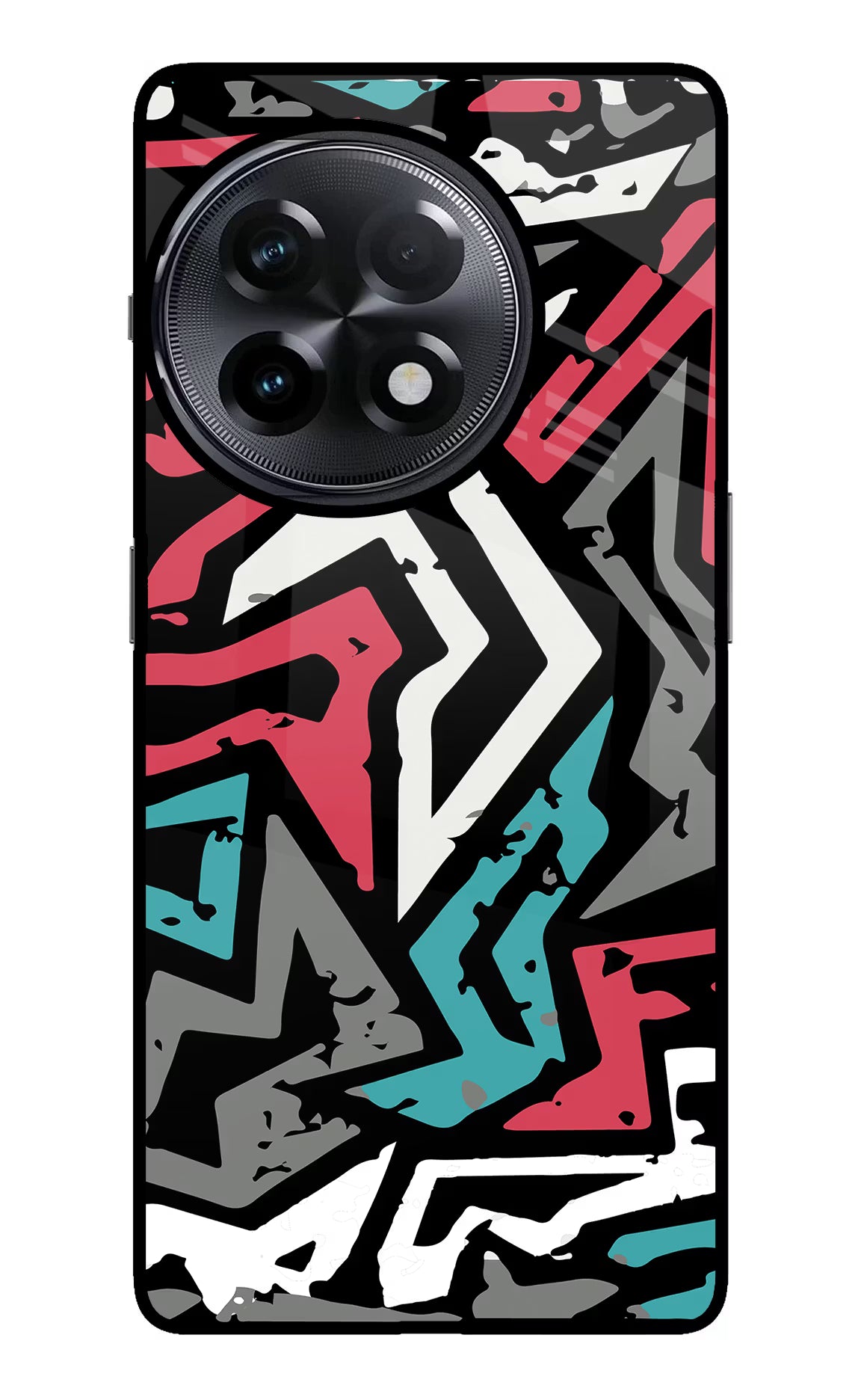 Geometric Graffiti OnePlus 11R Glass Case Back Cover by Casekaro