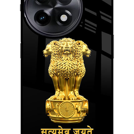Satyamev Jayate Golden OnePlus 11R Glass Case Back Cover by Casekaro