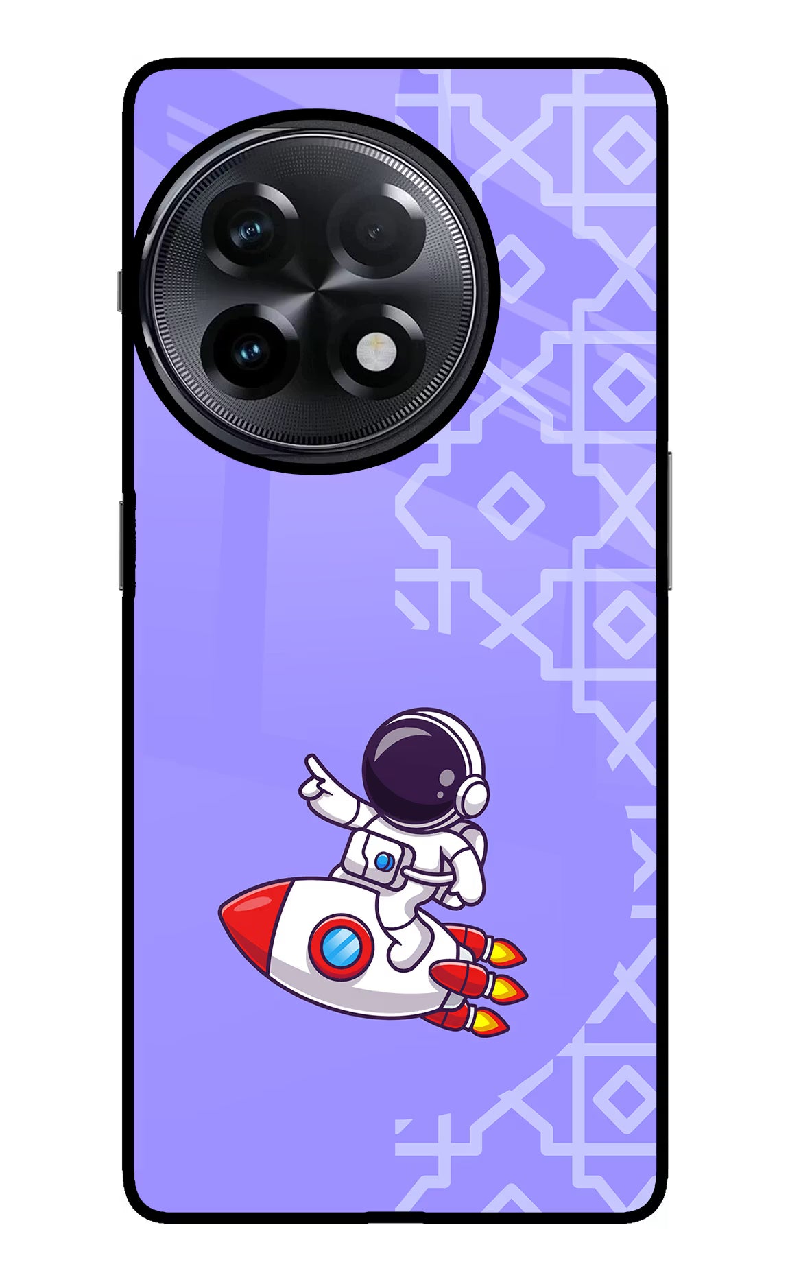 Cute Astronaut OnePlus 11R Glass Case Back Cover by Casekaro